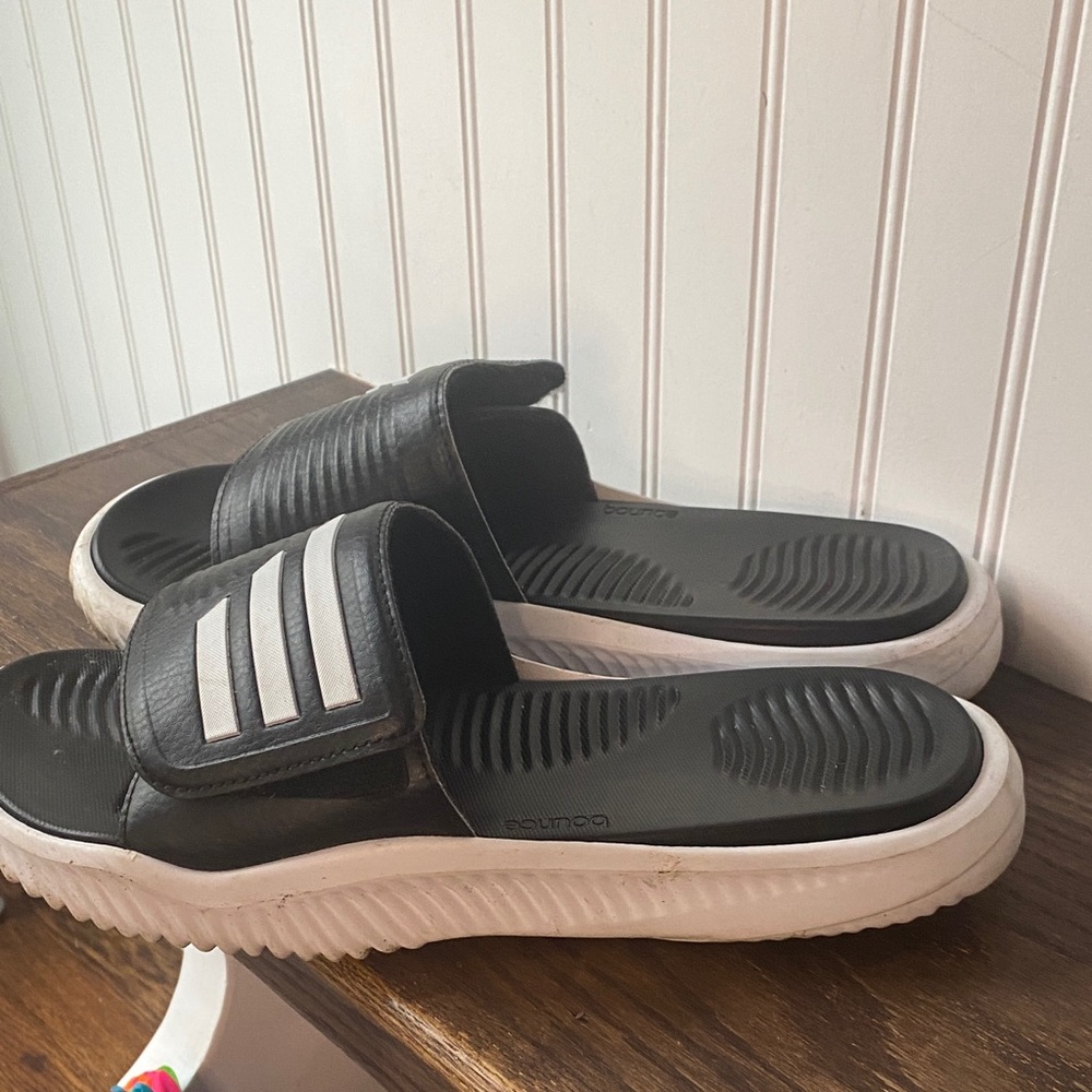 Adidas Black and White Comfort Slides Men’s size 10